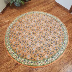 India Block Print 100% Cotton Round Floral Tablecloth 79"